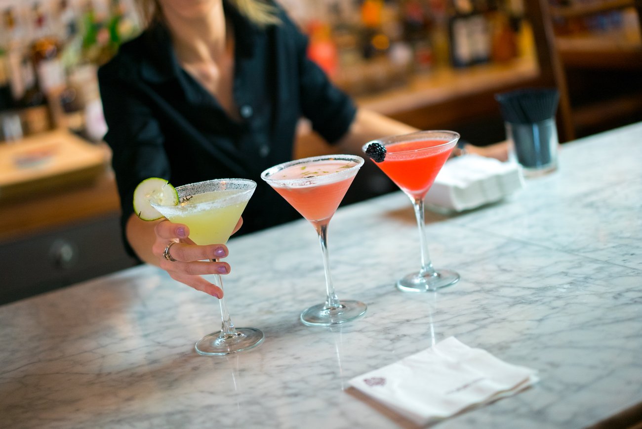 a row of three martinis