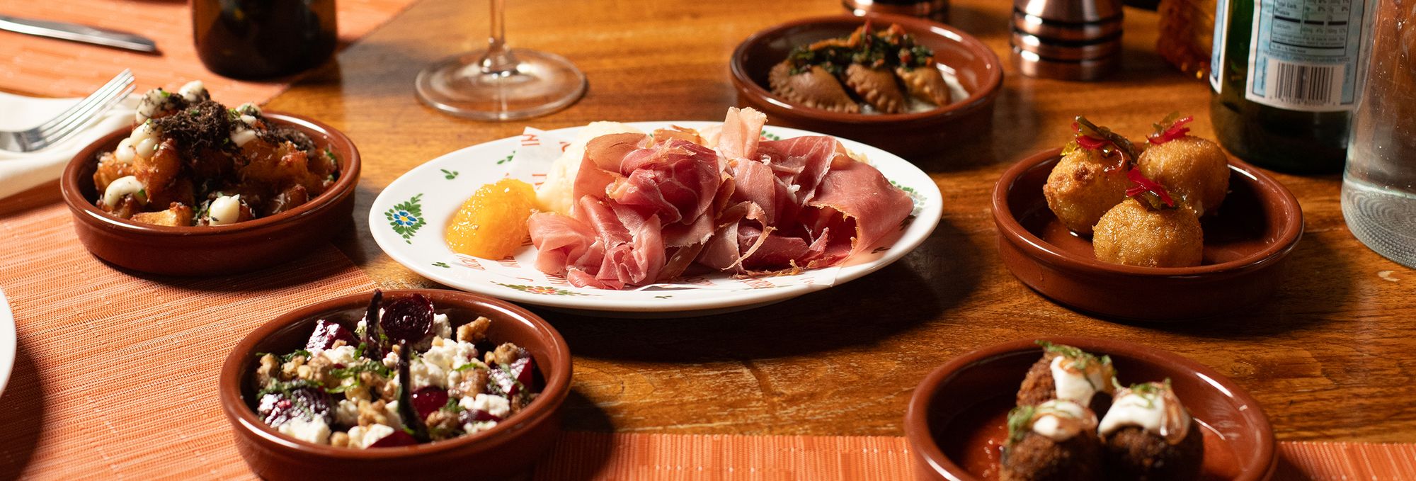 cicchetti, bite sized snacks including prosciutto