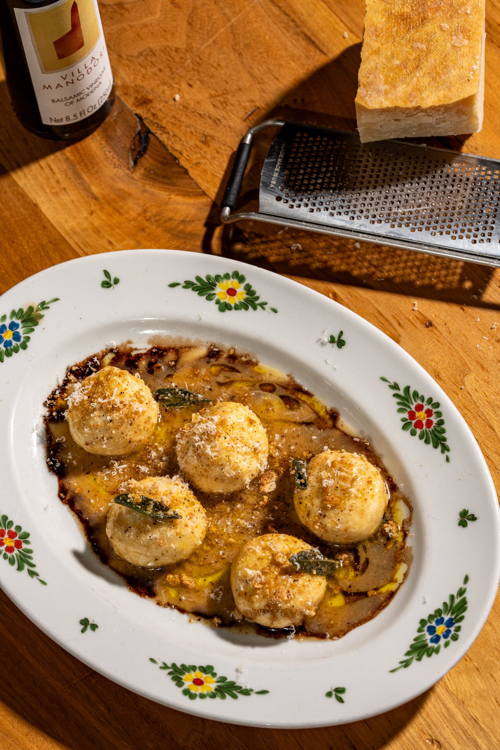 gnudi - ricotta dumplings, brown butter, sage, amaretti, balsamico