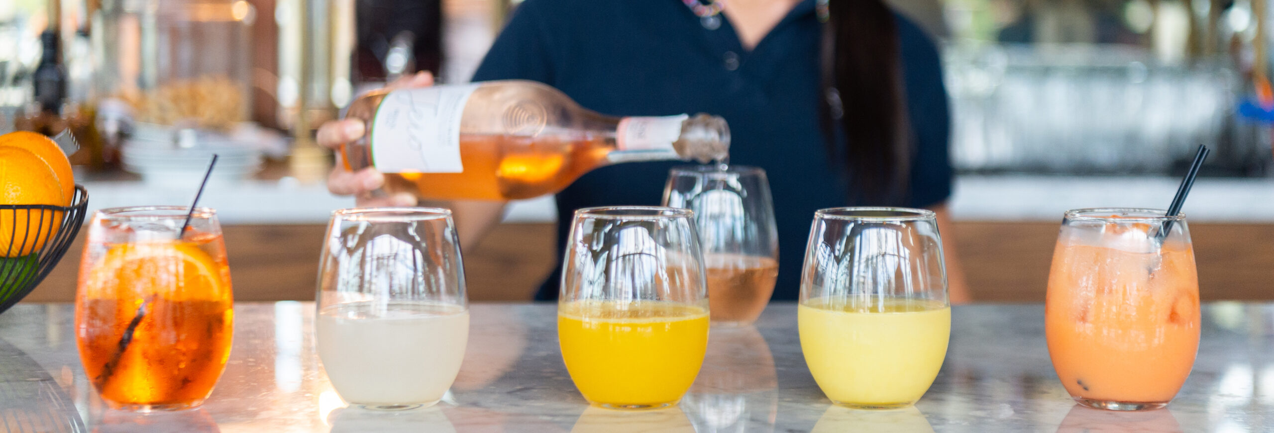 a row of brunch cocktails