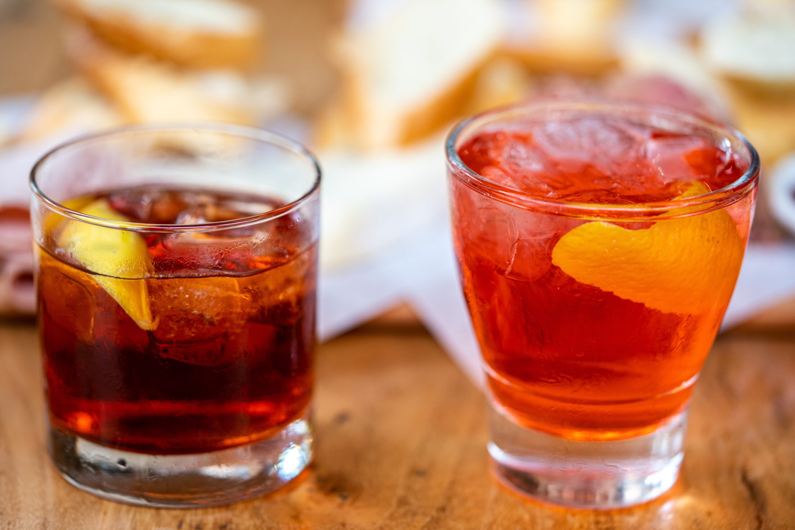 two variations of a negroni